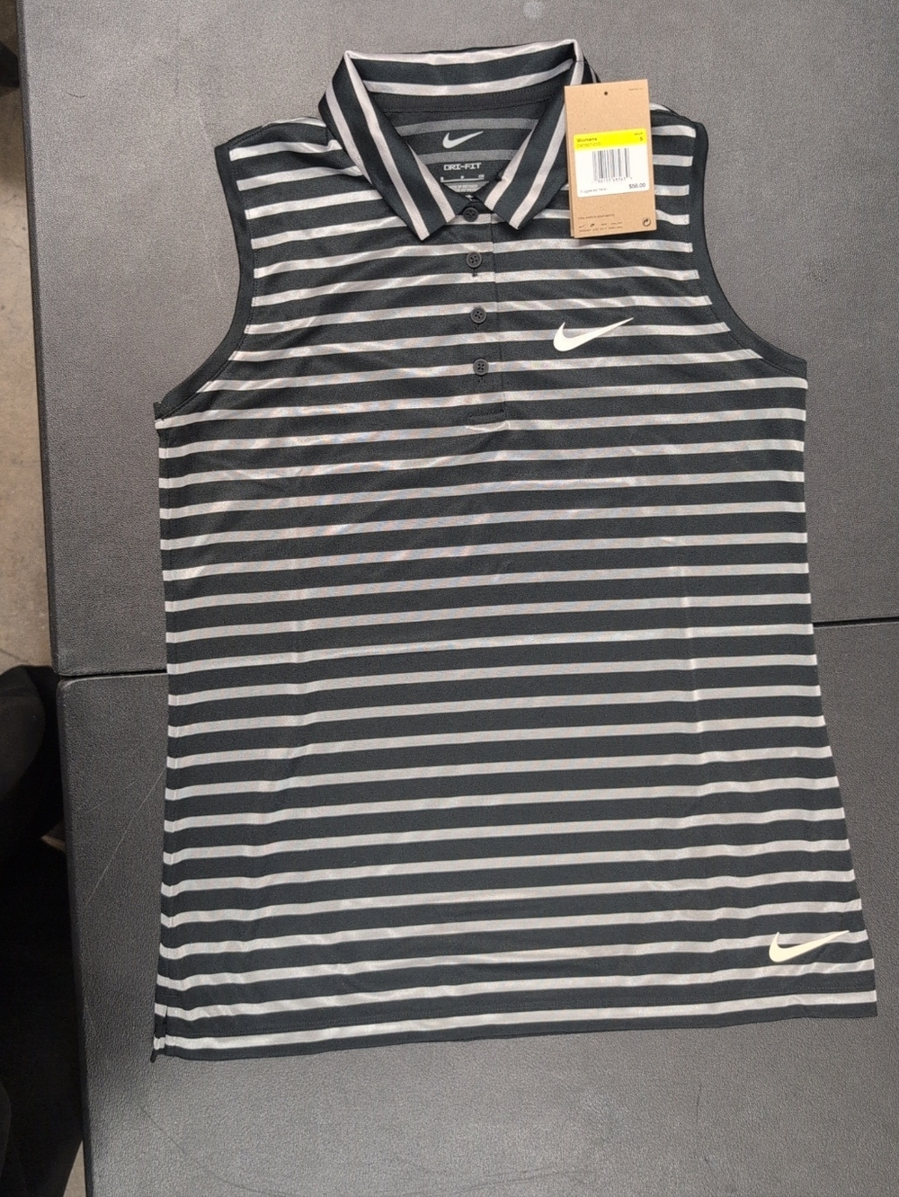 Women's Nike Golf Sleeveless Polo - Black & Gray Stripes Size S